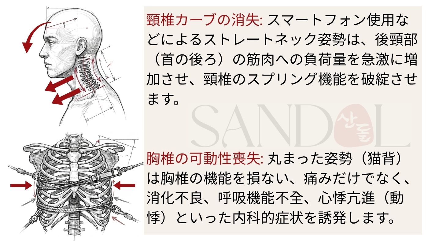 首と胸椎の崩れから始まる頭と顔の痛み