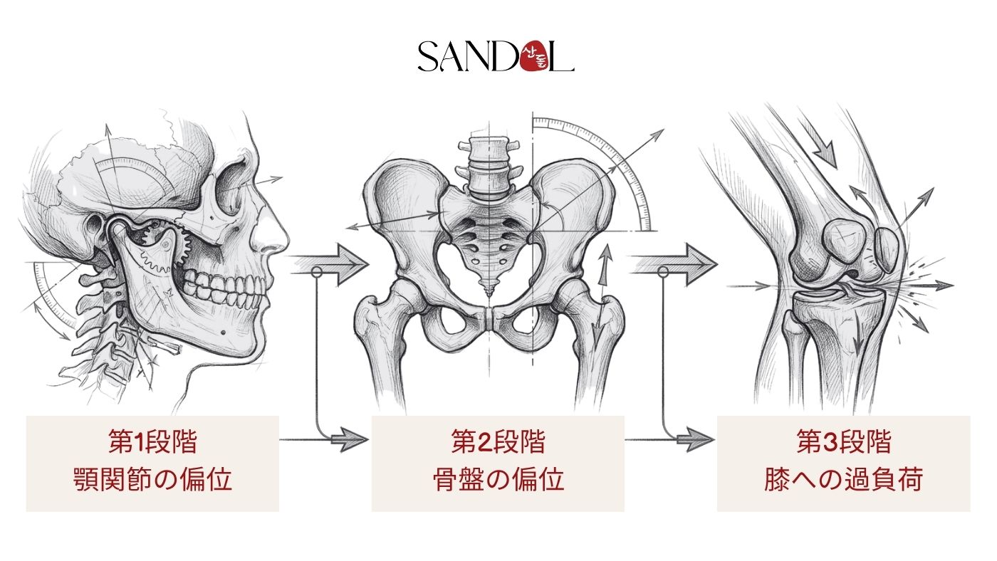 顎に端を発する骨盤と下肢の痛み