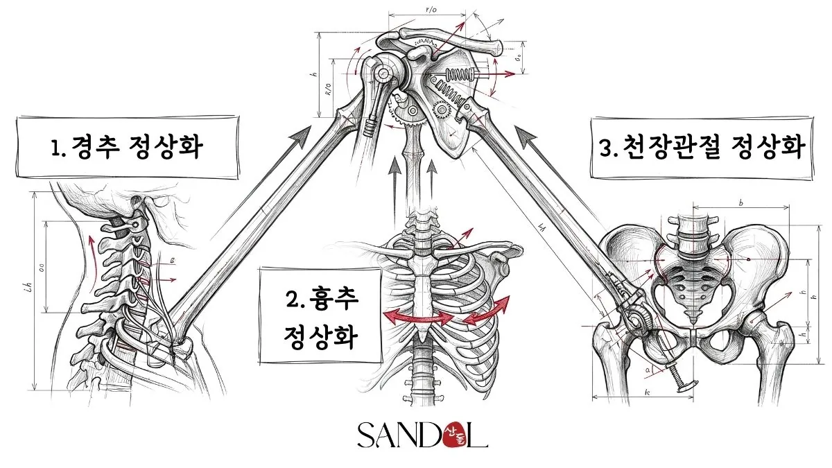 어깨 치료의 3가지 전제조건 — 경추 커브, 흉추 가동성, 천장관절 움직임의 회복