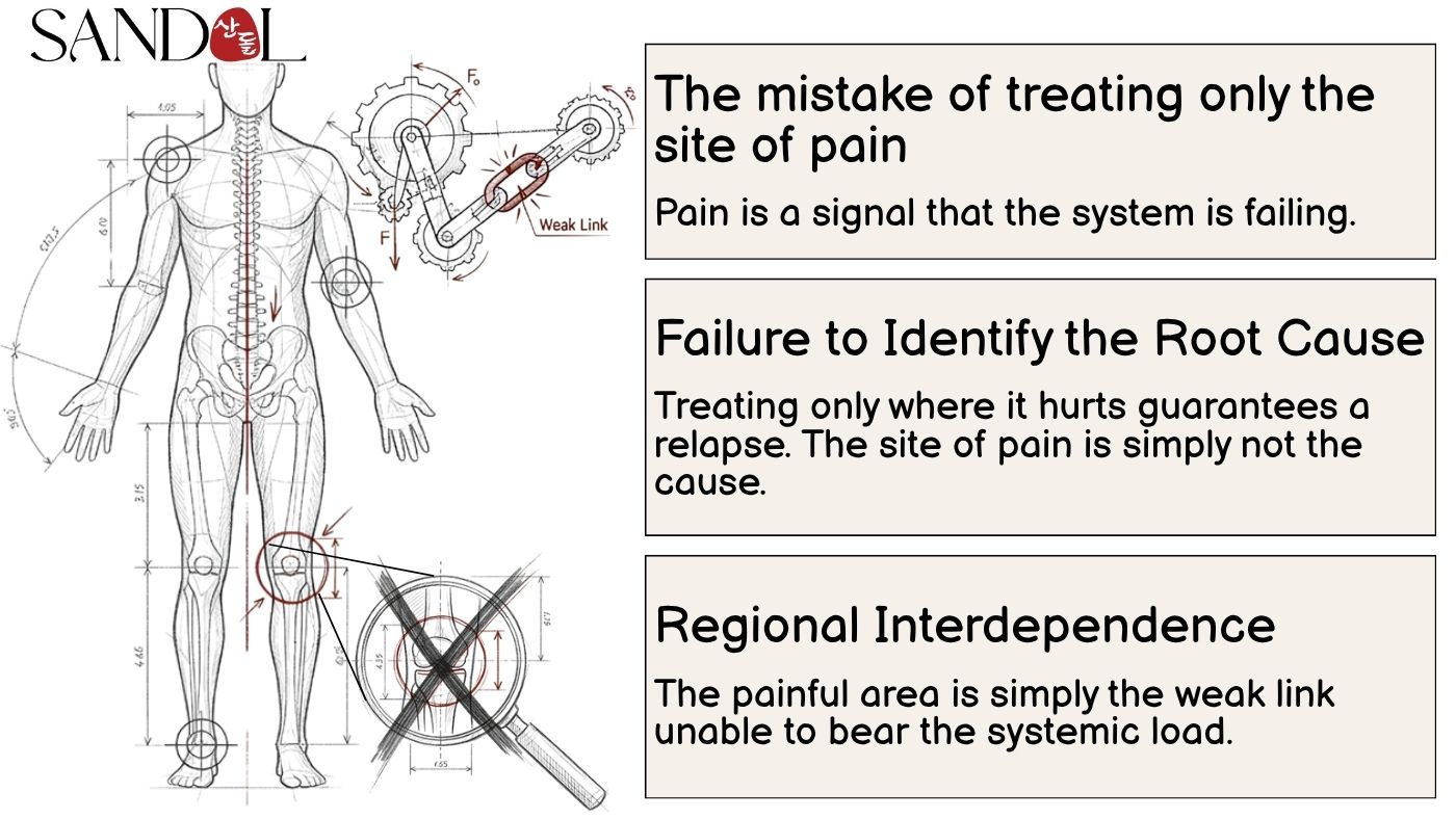 A message that we should look at the root cause rather than chase only the results of pain